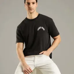 Tommy Hilfiger Black Cotton Comfort Fit Logo Printed T-Shirt-image-62