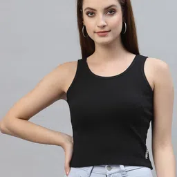 Friskers Black Pack Of 2 Organic Cotton Crop Top image 2