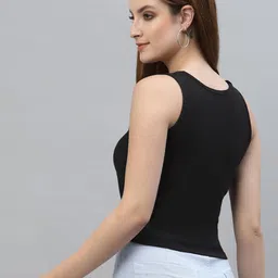 Friskers Black Pack Of 2 Organic Cotton Crop Top image 3