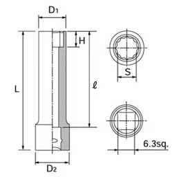 Ktc 12 Corners Deep Socket 6.3 mm Sq. Drive, B2L-11/32W image 2