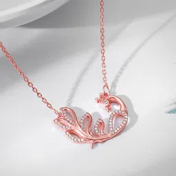 GIVA 925 Sterling Silver Rose Gold-Plated Contemporary Adwitiya Morni Necklace image 2