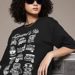 The Roadster Life Co. Typography Printed Oversized Pure Cotton T-shirt-image-6