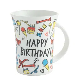 CLAY CRAFT White & Black Printed Ceramic Milk Mug 350 ml image 2