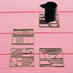 CHL Wooden Coasters Square For Tea Cups,Coffee Mugs and Glasses Wooden (Set of 6) image 3