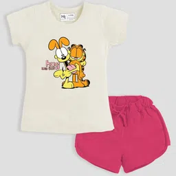 YK X Minute Mirth Girls Printed Pure Cotton Tshirt with Shorts-image-92
