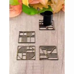 CHL Wooden Coasters Square For Tea Cups,Coffee Mugs and Glasses Wooden (Set of 6) image 5