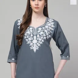 Aura Glam Floral Embroidered Thread Work Thread Work Kurti-image-73