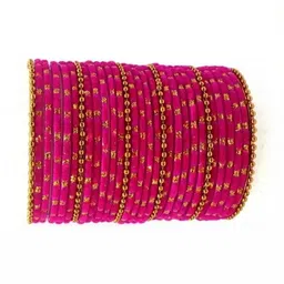 TRIOXY Magenta Glass Artificial Stones & Beads Bangle image 2