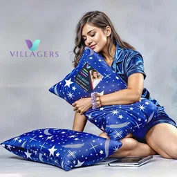 VILLAGERS Set of 2 Blue Polyester Pillows-picture-38