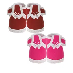 NESKA MODA Kids-Unisex Red Cotton Booties image 3