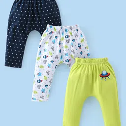 Babyhug Cotton Knit Full Length Robo & Stars Printed Diaper Pants Pack of 3 - Multicolour-picture-21