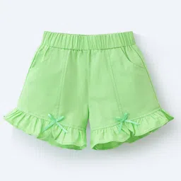 Mark & Mia Cotton Shorts with Frill & Bow Detailing- Light Green-picture-30