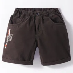 Olio Kids Cotton Knit Above Knee Length Shorts With Text Print - Olive Green-picture-24