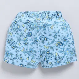 Biskid Cotton Floral & Butterfly Printed Shorts - Blue image 3