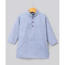 Dapper Dudes Full Sleeves Abstract Printed Kurta & Pyjama Set - Blue image 2