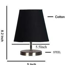 Devansh Black cotton Round Metal Steel Table Lamp image 3