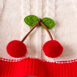 Mark & Mia Viscose Full Sleeves Pullover Sweater With Cable Knit Design & Cherry Applique - Cream image 3