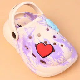 Cute Walk by Babyhug Clogs With Heart Applique - Purple image 3