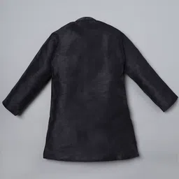 Ridokidz Full Sleeves Solid Kurta & Pyjama With Abstract Embroidered Jacket Set - Navy Blue image 3