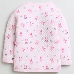 BUMZEE Knit Full Sleeves Winter Wear T-Shirt & Lounge Pant Set With Bunny Print - Pink image 3