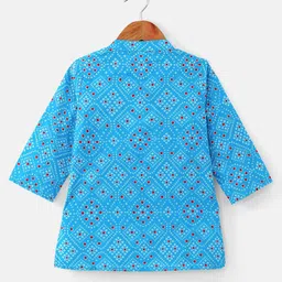Babyhug Cotton Woven Full Sleeves Bandhani Printed Kurta with Dhoti Set - Blue image 4