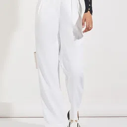 Styli Women Solid High Rise Box Pleat Detail Twill Pants-image-33