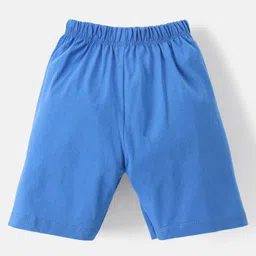 Teddy Cotton Knee Length Shorts Text Print - Blue image 5