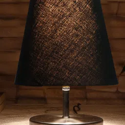 Devansh Black cotton Round Metal Steel Table Lamp image 5
