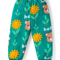 Babyhug Cotton Knit Full Sleeves Night Suit with Bear Print - Green image 5