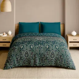 SPACES Kashida 210 Tc 100% Cotton Ornate Print Double Quilt - Dark Teal-image-7