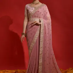 Mitera Embroidered Sequinned Ethnic Motifs Saree-image-21