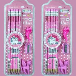 YK Set Of 2 Unicorn Self Design Pencil Stationery-picture-23