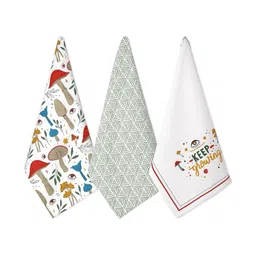 FOLKULTURE White 3 Pieces Printed Cotton Kitchen Towels-picture-22
