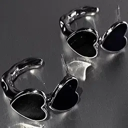 ONUYX Heart Shaped Half Hoop Earrings image 3