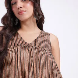 fusion by glitchez Striped V-Neck A-Line Dress image 4