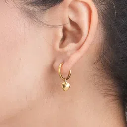 PALMONAS 18k Gold Plated Small Heart Stainless Steel Hoop Earrings image 3