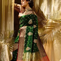 KAYOMMI Woven Design Zari Satin Banarasi Saree image 5