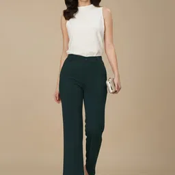 Moda Rapido Women Classic Straight Fit Pleated Trousers-image-54