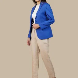 Talethread Notched Lapel Collar Single-Breasted Casual Blazer image 4