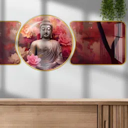 Aura Pink & Beige 1 Piece Wood Religious Wall Paintings-picture-41