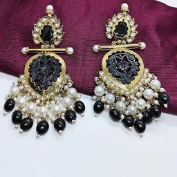 Lyriss Gold Plated Artificial Stone Studded & Beaded Contemporary Chandbalis-picture-35