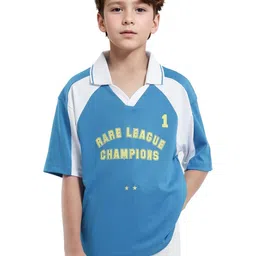RARE ONES Boys Typography Printed Polo Collar Boxy T-shirt-picture-32