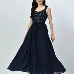 ALL WAYS YOU Sequinced Tie-Ups Shoulder Straps Maxi Dress image 1