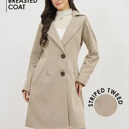 Athena Striped Notched Lapel Longline Trench Coat image 3