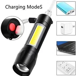 life creation (Pack of 2) Mini Pocket Light Zoom COB USB Charging Led Water Proof TorchR-167 Torch image 2