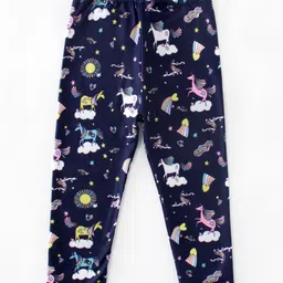 Kookie Kids Full Length Leggings Unicorn Print - Navy Blue-image-71