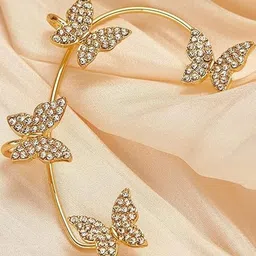 Vembley Gold-Plated Cubic Zirconia Studded Ear Cuffs image 4
