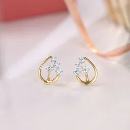 Mia by Tanishq 14 KT Gold Gleaming Teardrop Diamond Earrings - 1.269 g-picture-21