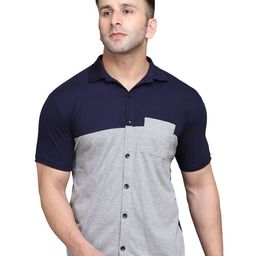 Blisstone Colourblocked Spread Collar Short Sleeves Cotton Shirt-picture-19
