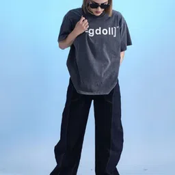 VALKYRE Unisex Typography Printed Drop-Shoulder Sleeves Cotton T-shirt image 4